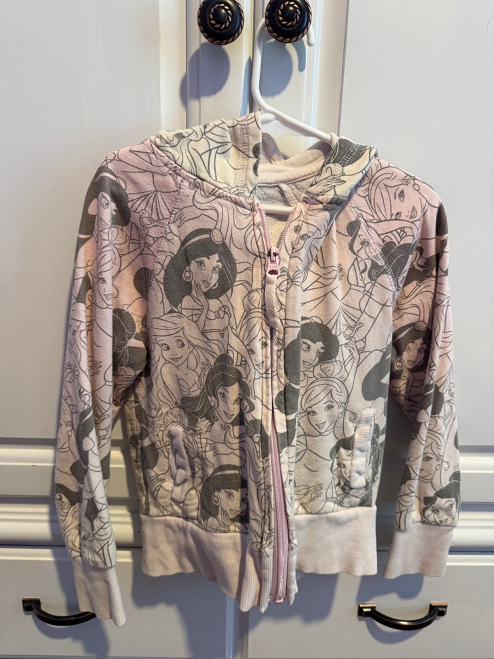Disney Girls Pink and Gray Princess Zip-Up Hoodie